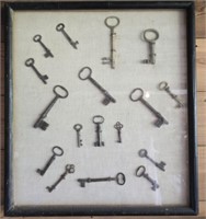Framed shadowbox of skeleton keys