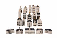 GROUP OF MINIATURE KLM DELFT BLUE PORCELAIN HOUSES