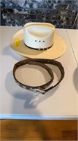 STRAW COWBOY HAT AND WESTERN BELT