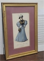 Gorgeous Victorian fashion hand colored? print -