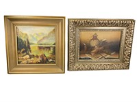 2- Small Artist Signed Oil on Board Paintings