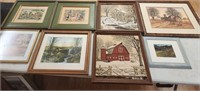 Lot of 8 framed Country prints & Paintings
