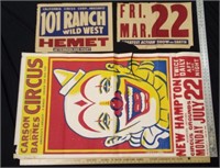 Carson & Barnes & 101 Ranch Circus Posters