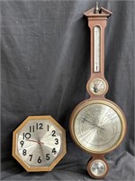Vintage Airguide barometer and Elgin Clock
