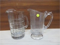 2 Heavy Glass Pitchers