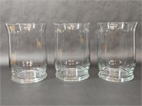 Three Clear Glass Vases