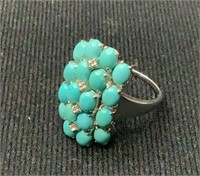 Sterling Silver ring W turquoise stones size 11