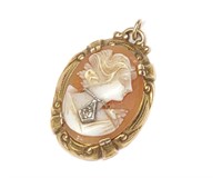10K Gold Habille Cameo Necklace Pendant