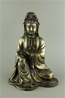 Qing Period Chinese Silver Guanyin Figure