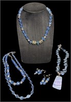 Four Beaded Blue Necklaces