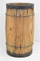 Primitive Rustic Wood Barrel 18" Tall