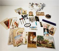 Glass Pen, Ink Wells, Postcards, Cigar Box Pens