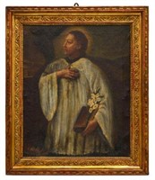 ANTIQUE RELIGIOUS OIL PAINTING ON CANVAS