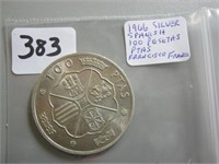 1966 Silver Spanish 100  Pesetas PTAS Coin