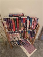VHS Tapes & Wood Shelf