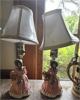 Pair of wood lamps