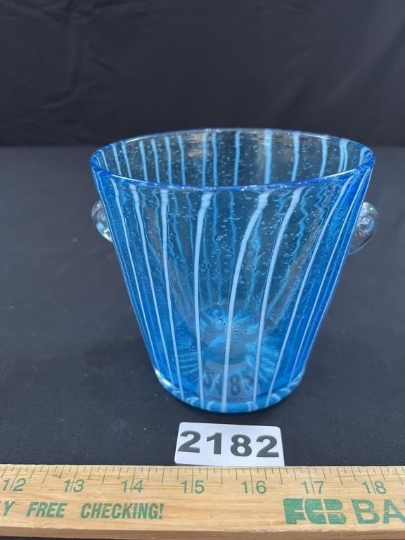 Vintage Art Glass Ice Bucket