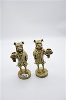 Pair of French Bulldog Candlestick Holders