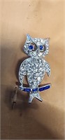 RHIESTONE OWL BROOCH