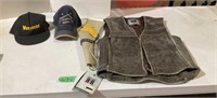 New leather vest, gun holster, baseball caps