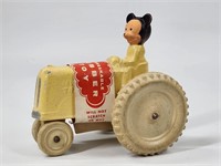 SUN RUBBER MICKEY MOUSE TRACTOR UNUSED W/ CARD
