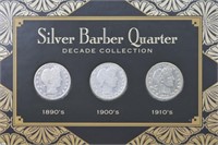 Silver Barber Quarter 3 Coin Set in Box