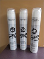 3 cans of unused Redken 32 Max Hold Hairspray