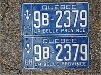 1968 Quebec License Plates