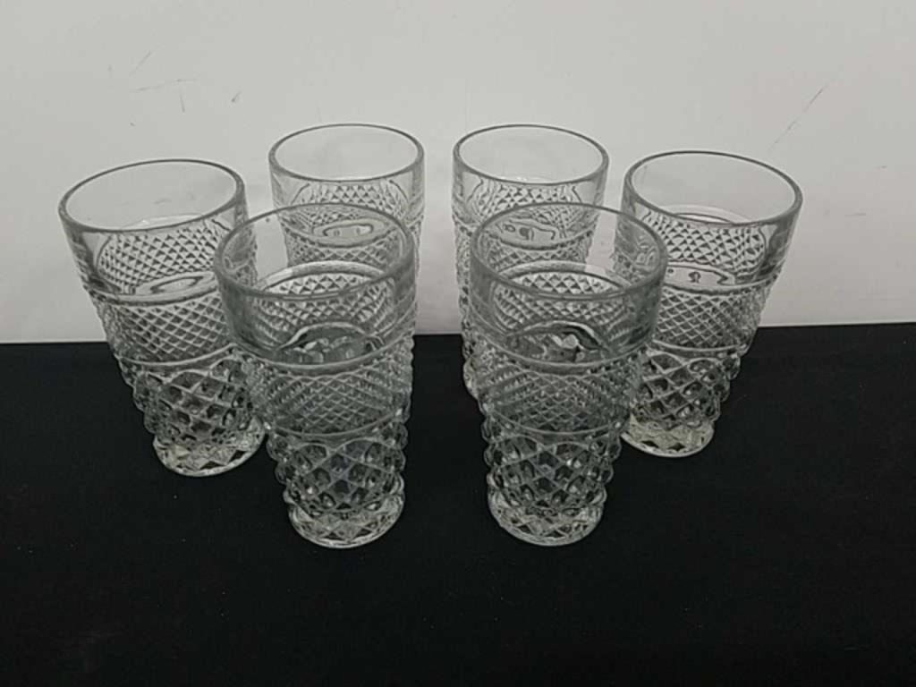 Six vintage drinking glasses