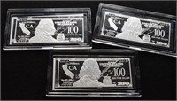 (3) California State Fine Silver $100s