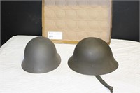 Pair of vintage British Brodie Military Helmets