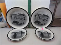 Vtg Lodge Stoneware Collection (2 dinner plates &