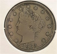 1883  Liberty  "V"  5 Cent  XF