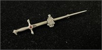 Vintage Sterling Silver Shriners Mason Sword Pin