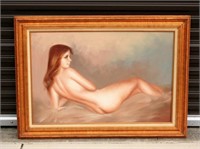 Original Oil Paining Nude Lady Framed