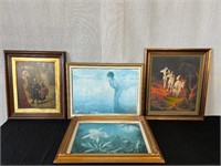 4pc Fr. Art Prints: Couple, Nude, Flower, Deer