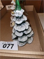 6" 1992 FENTON GREEN CHRISTMAS TREE- FROSTED