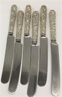 6 S. Kirk & Son Sterling Silver Repousse Knives