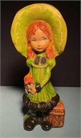 signed ceramic hand painted Anne figure 8"