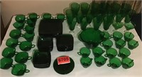 Approx 50± Pcs of Dark Green glassware