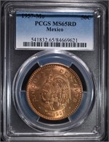 1957 MEXICO 50 CENTAVOS PCGS MS65RD