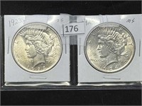 (2) 1923, 1924 Peace Dollar