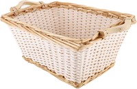 Wicker Storage Basket Handmade w/ Wooden Handle