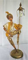 Vintage 23" Gilded Pixie Elf Figurine Velvet Vest