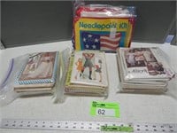 Sewing patterns and a needlepoint kit