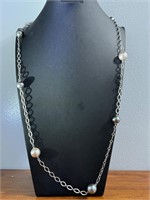 .925 Faux Pearls 17" signed with an (M) necklace
