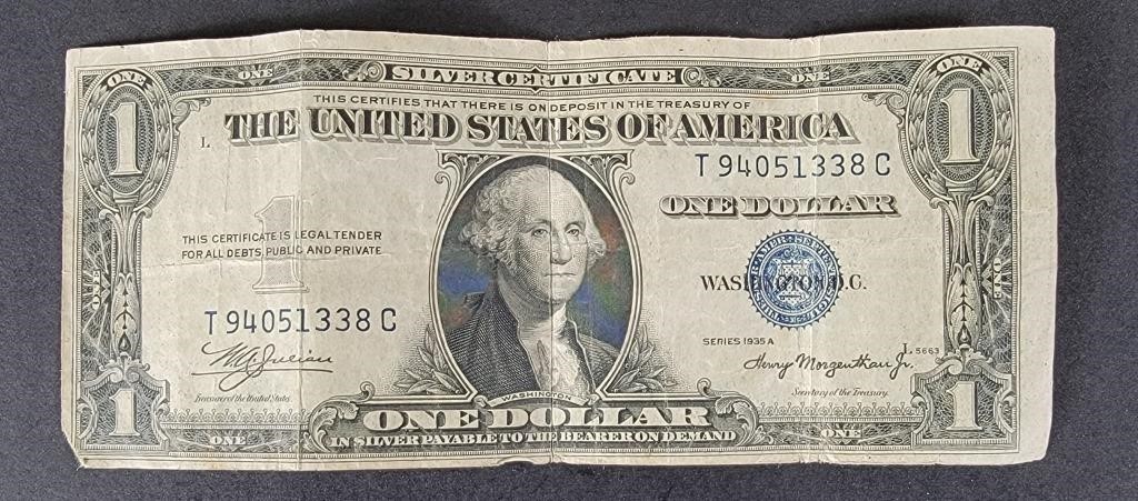 U.S. Blue Seal Silver Certificate One Dollar Bill