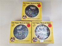 3 Las Vegas Musical Clocks in Boxes
