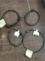 4 Elephant Hair Bracelets: 2 w/ Bone Elephants