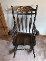 SOLID WOOD STENCIL BACK ROCKING CHAIR